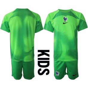 Frankrike Målvakt babykläder Bortatröja barn VM 2022 Korta ärmar (+ Korta byxor)